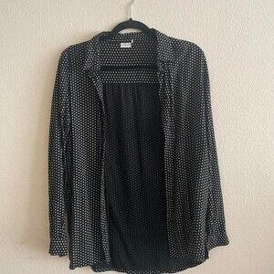 Black Polka Dot Button Down Blouse 354 D